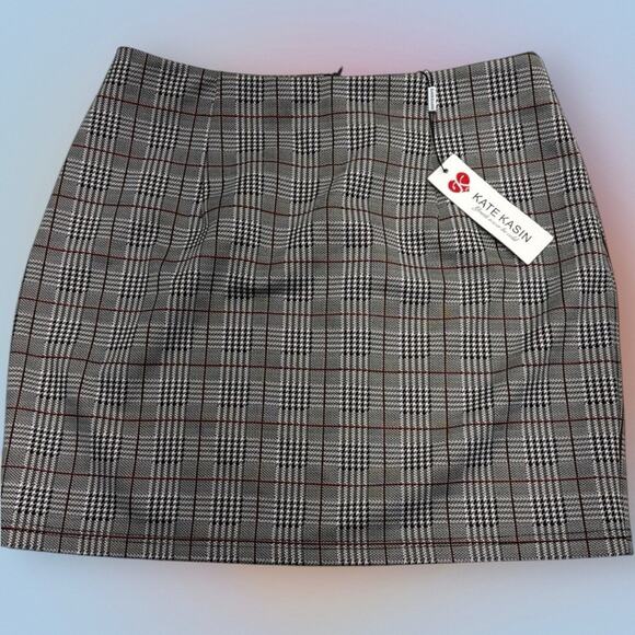 kate kasin Dresses & Skirts - KATE KASIN Women’s Large Gray Black Red Plaid Mini Skirt